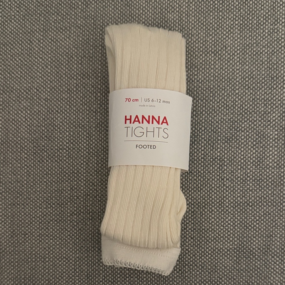 NWT Hanna Andersson Cream Footed Tights size 6-12 months